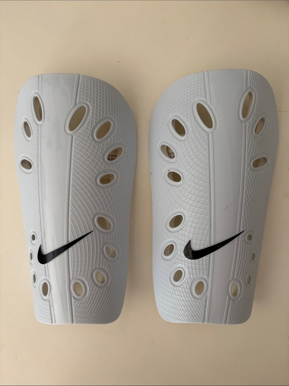 Nike White and Black Ventilated Soccer Shin Guards
